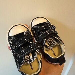 Converse baby size 4 Black Canvas Velcro Sneakers